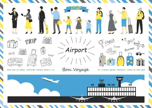 Vector illustration of Airport Illustration Material Collection