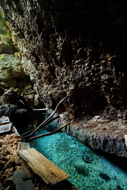 istock Clear Blue Water Source Spring at the Bottom of Natural Cave 1620052635