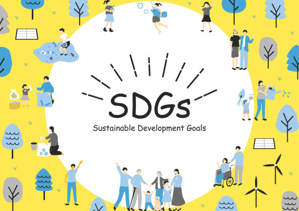 sdgs: illustrationsmaterialsammlung für eine nachhaltige gesellschaft - energy fuel and power generation futuristic solar energy stock-grafiken, -clipart, -cartoons und -symbole