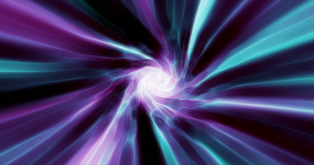 hipertúnel púrpura que gira túnel espacial de velocidad hecho de remolinos retorcidos energía mágica líneas de luz brillantes fondo abstracto - fiber optic sunbeam fiber projection fotografías e imágenes de stock