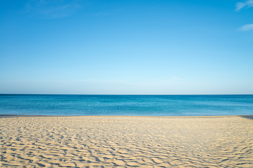 Blue sea and white sandy beach