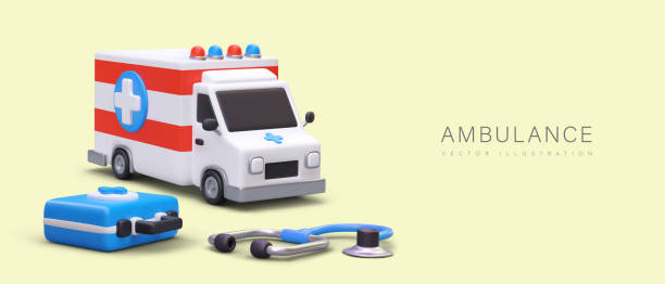 istock 3d realistic ambulance and first aid kit for help people. Ambulance items concept 1620098681