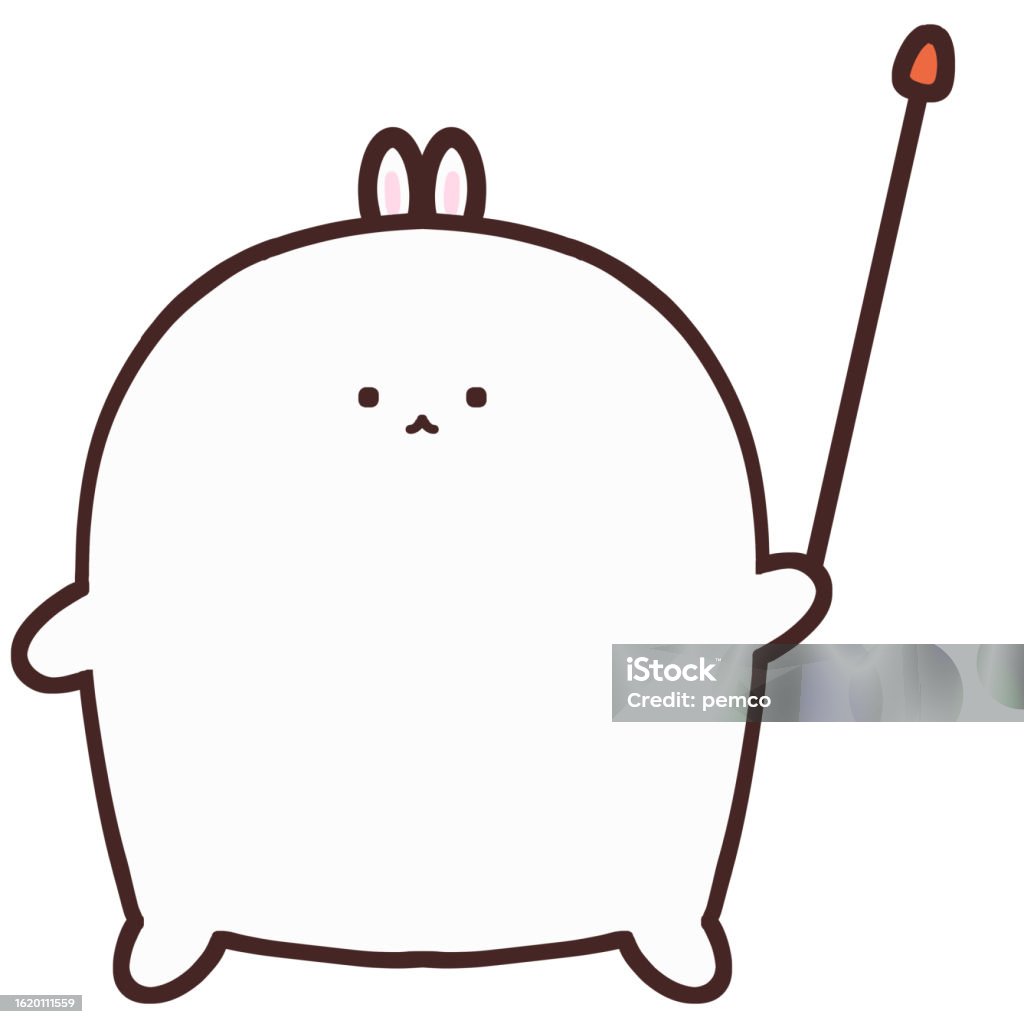 Cute Rabbit Pointing A Cute Rabbit Holding A Pointer Stick Facing Right Stock Illustration ...