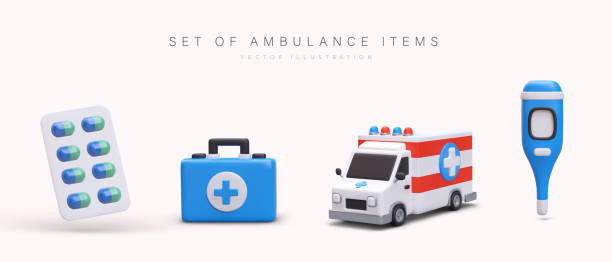 istock 3d realistic pills, box with medical aid, ambulance and electronic thermometer 1620125990