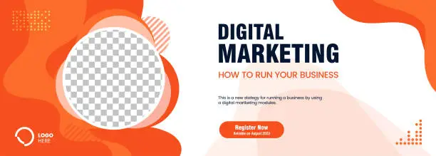 Vector illustration of Orange Digital marketing concept banner, sign, use in your business banner templates