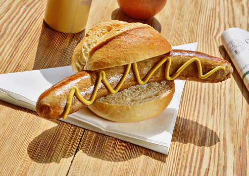 Sausage in a Bun with Mustard