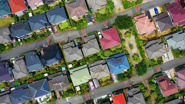 Modern residential area aerial view.