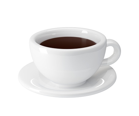 Coffee white cup photorealistic style isolated on transparent background. Tea time. 3D rendered illustration