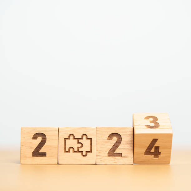istock 2024 block with jigsaw puzzle icon. Business Process, Team, teamwork, Goal, mission, Resolution, strategy, plan, Action, partnership, and New Year start 1620249537