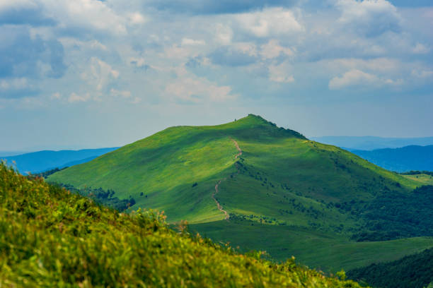 pogodny dzień, droga na szczycie połoniny prowadząca na Osadzki, Bieszczady