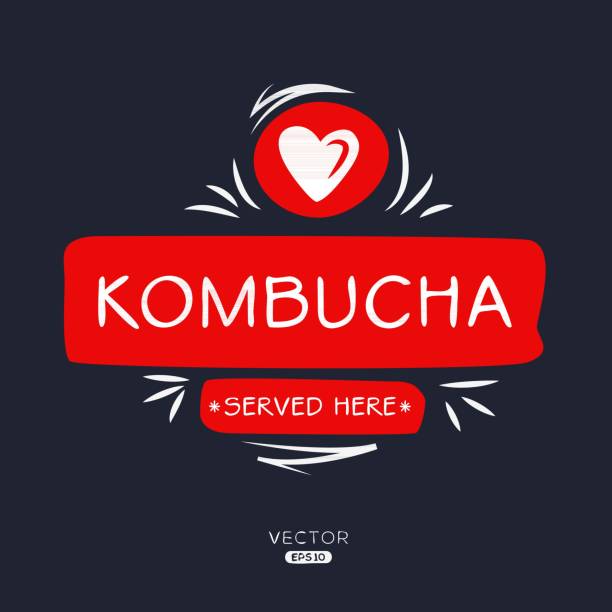 Kombucha Sticker Design Kombucha Sticker Design, vector illustration. kombucha jar stock illustrations