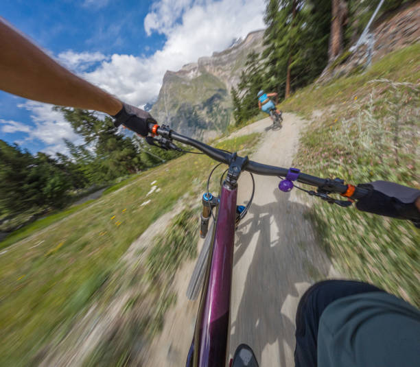istock Mountain biker descends mountain ridge 1620293800