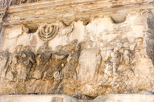 Reliefs from Arch of Titus depicting the sack of Jerusalem