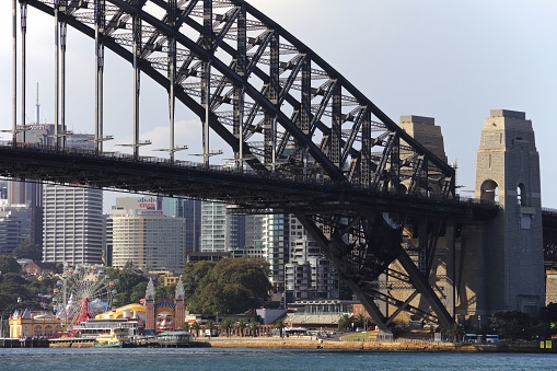 Sydney, Australia – October 17, 2015: A stunning view of Queen Victoria Harbor Bridge in Sydney, Australia