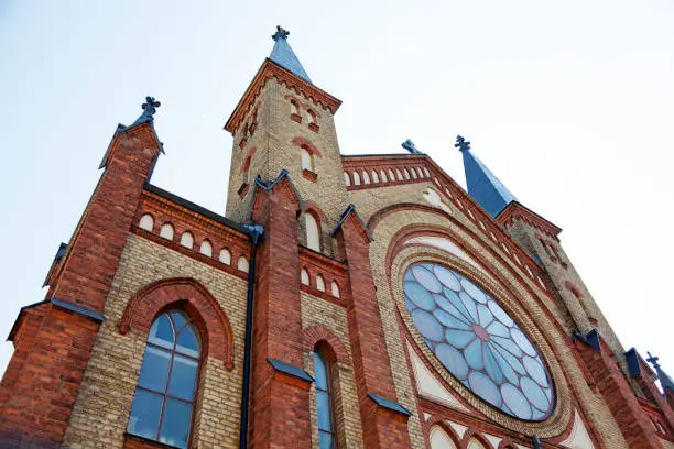 Gavle, Norrland Sweden - July 14, 2021: old beautiful church in the center of the city