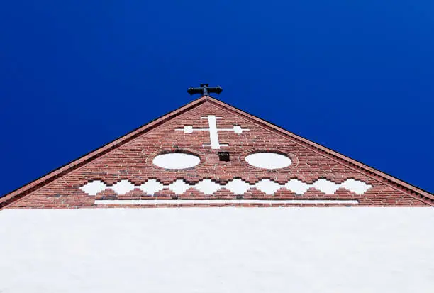 the top of a very old stone church in Umea
