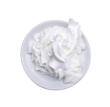 the whipped cream on the plate with the transparent background