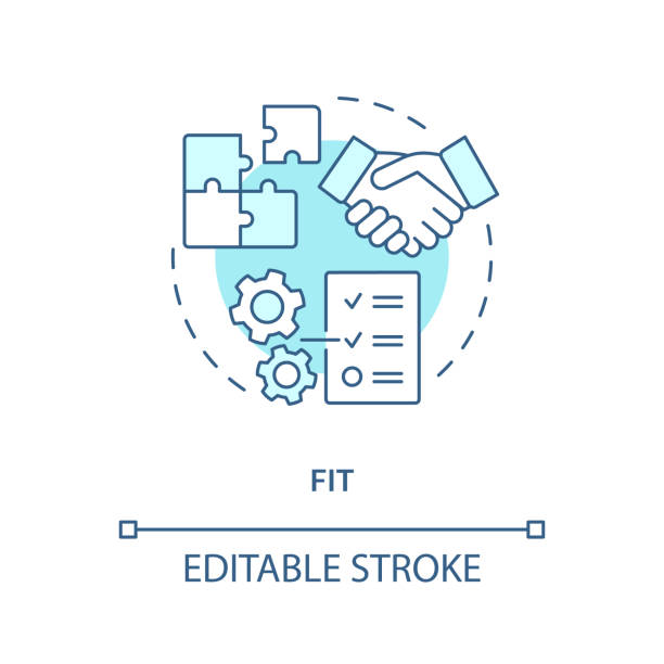 2D customizable fit blue icon concept 2D editable fit thin line icon concept, isolated vector, blue illustration representing vendor management. supplier relationship management stock illustrations