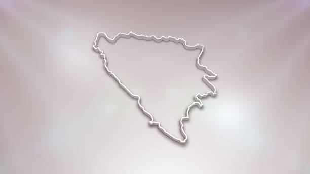 Bosnia and Herzegovina 3D Map on White Background, \nUseful for Politics, Elections, Travel, News and Sports Events