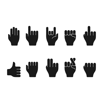 Hand Gestures Icon Set Vector Design.