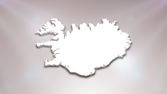 Iceland 3D Map on White Background, \nUseful for Politics, Elections, Travel, News and Sports Events