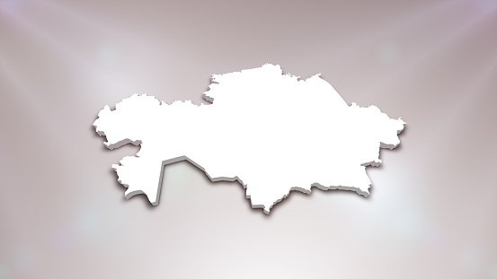 Kazakhstan 3D Map on White Background, \nUseful for Politics, Elections, Travel, News and Sports Events