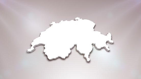 Switzerland 3D Map on White Background, \nUseful for Politics, Elections, Travel, News and Sports Events