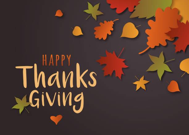 happy thanksgiving karte mit blättern. - thanksgiving stock-grafiken, -clipart, -cartoons und -symbole