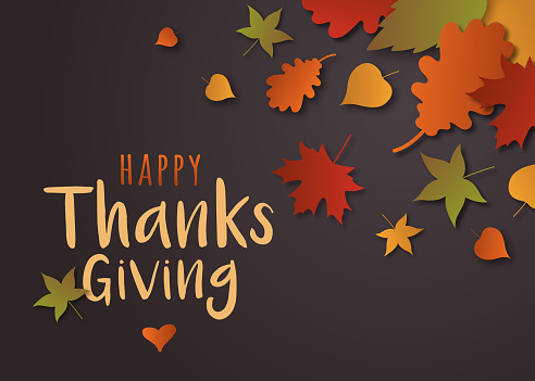 Happy Thanksgiving card with leaves. Stock illustration