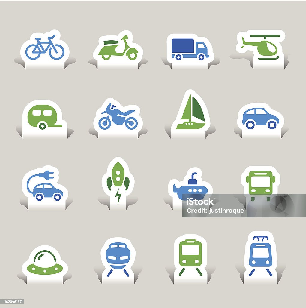 Corte de papel-iconos de transporte - arte vectorial de Símbolo libre de derechos