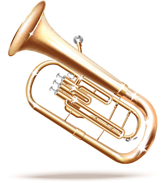 Classical Baritone horn / Euphonium tuba. Isolated on white background vector art illustration