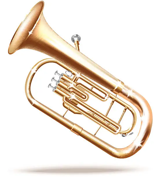 Vector illustration of Classical Baritone horn / Euphonium tuba. Isolated on white background