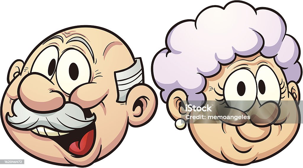 Cartoon grandparents Cartoon grandparents. Vector clip art illustration with simple gradients. Each in a separate layer. Grandfather stock vector