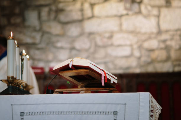 A holy bible book in a catholic church