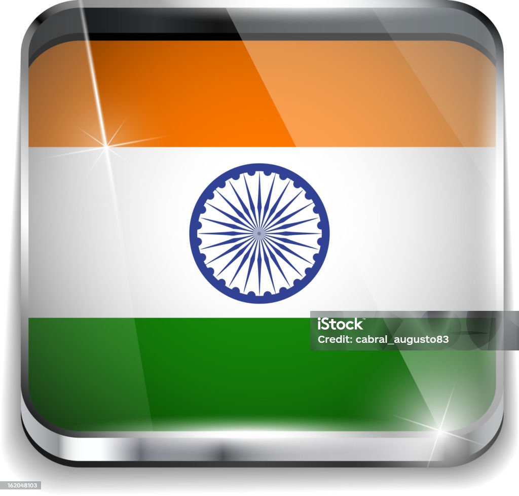 India bandera botones de la aplicación del Smartphone cuadrado - arte vectorial de Aplicación para móviles libre de derechos