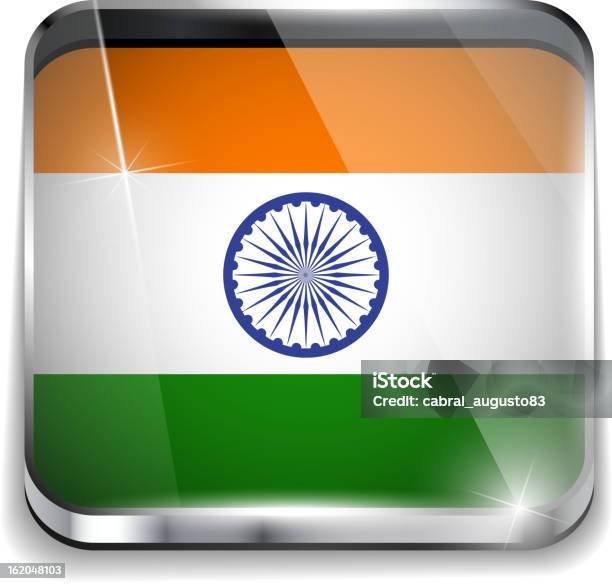 Ilustración de India Bandera Botones De La Aplicación Del Smartphone Cuadrado y más Vectores Libres de Derechos de Aplicación para móviles