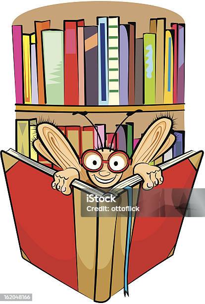 Bookworm Et Bibliothèque Vecteurs libres de droits et plus d'images vectorielles de Bibliothèque - Bibliothèque, Cartoon, Chance