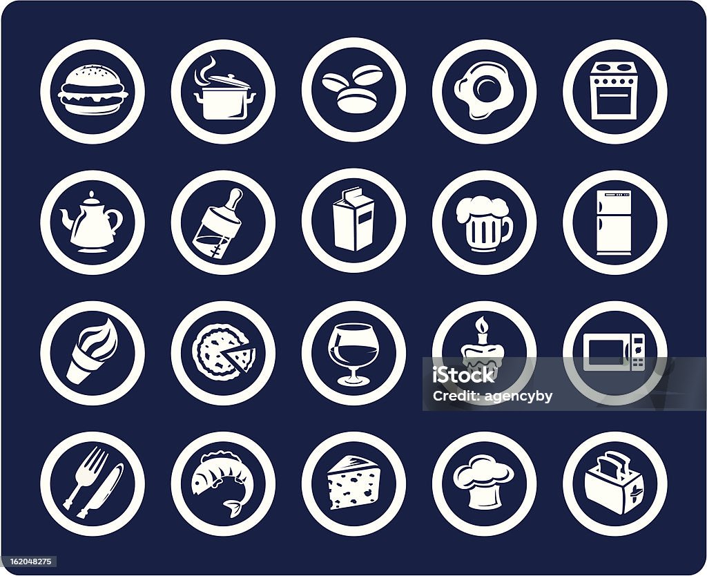 Comida y cocina de 20 iconos de vector (set#09 - arte vectorial de Alimento libre de derechos