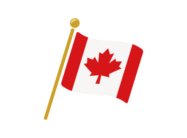 ilustraciones, imágenes clip art, dibujos animados e iconos de stock de ilustración vectorial del icono de la bandera canadiense - toronto canada flag montreal