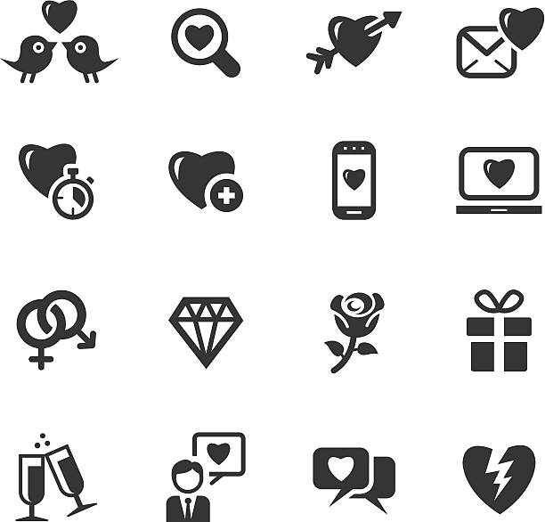 podstawowe-miłość i datując ikony - letter i data information symbol research stock illustrations