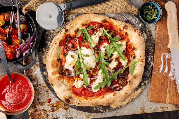 Red Onion and Tomato Pizza with Burrata