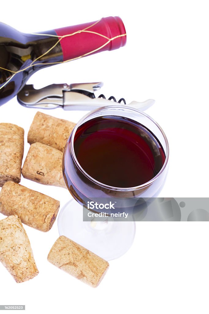 Bouteille et verre de vin rouge - Photo de Alcool libre de droits