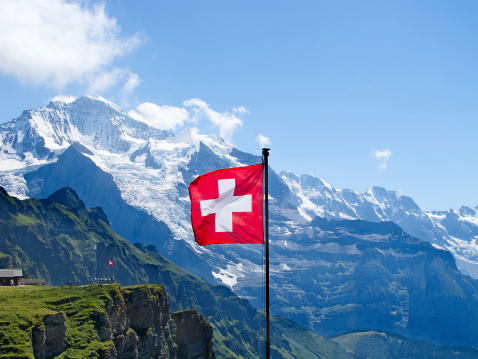 Famous mount Jungfrau in the swiss alps