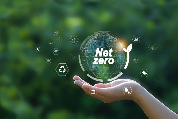 istock Carbon neutral is the 2050 net zero carbon dioxide emissions state. 1620533491