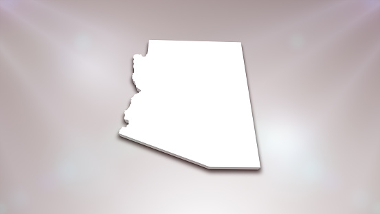 Arizona State 3D Map (USA) on White Background, \nUseful for Politics, Elections, Travel, News and Sports Events
