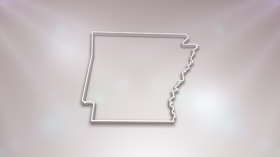 Arkansas State 3D Map (USA) on White Background, \nUseful for Politics, Elections, Travel, News and Sports Events