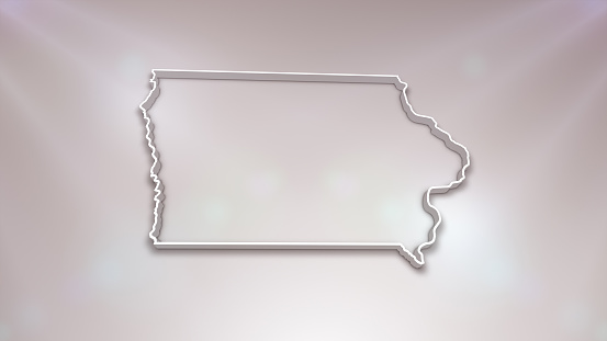 Iowa State 3D Map (USA) on White Background, \nUseful for Politics, Elections, Travel, News and Sports Events