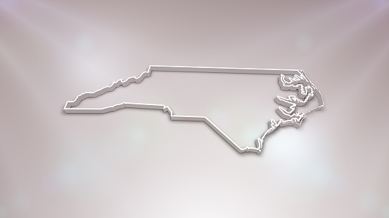 North Carolina State 3D Map (USA) on White Background, \nUseful for Politics, Elections, Travel, News and Sports Events