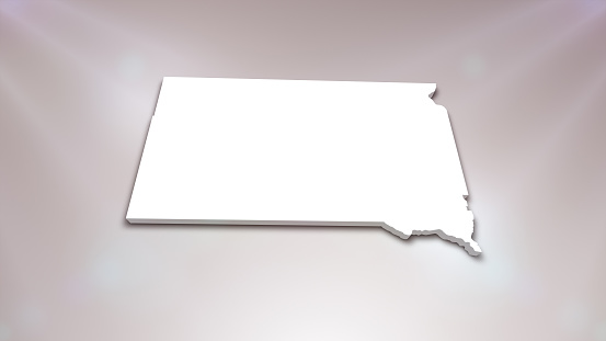 South Dakota State 3D Map (USA) on White Background, \nUseful for Politics, Elections, Travel, News and Sports Events