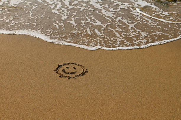 istock Sand on the beach, sea foam, drawing on the sand. 1620546277